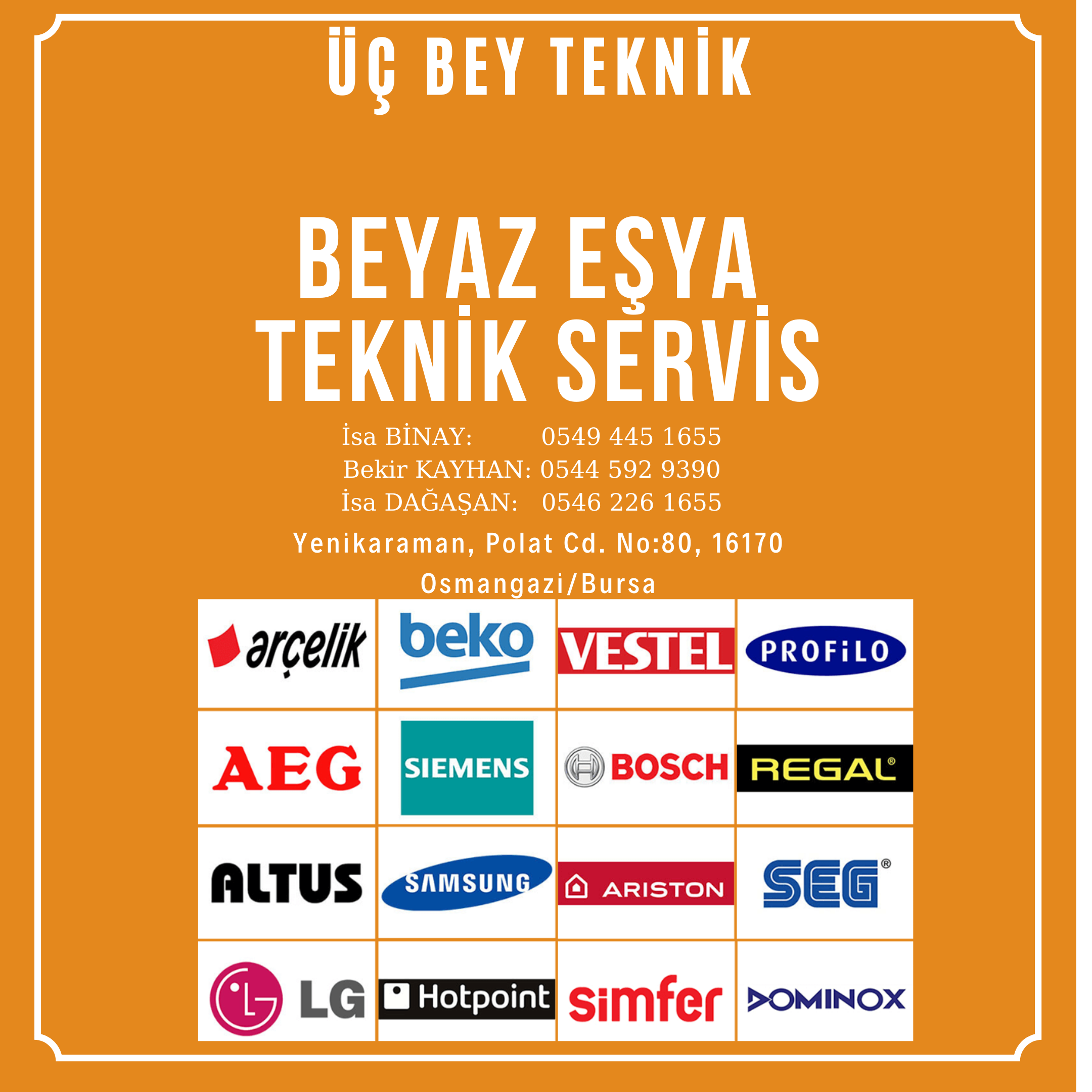 Yalova Çınarcık Yetkili Servis, Beyaz Eşya Servisi	